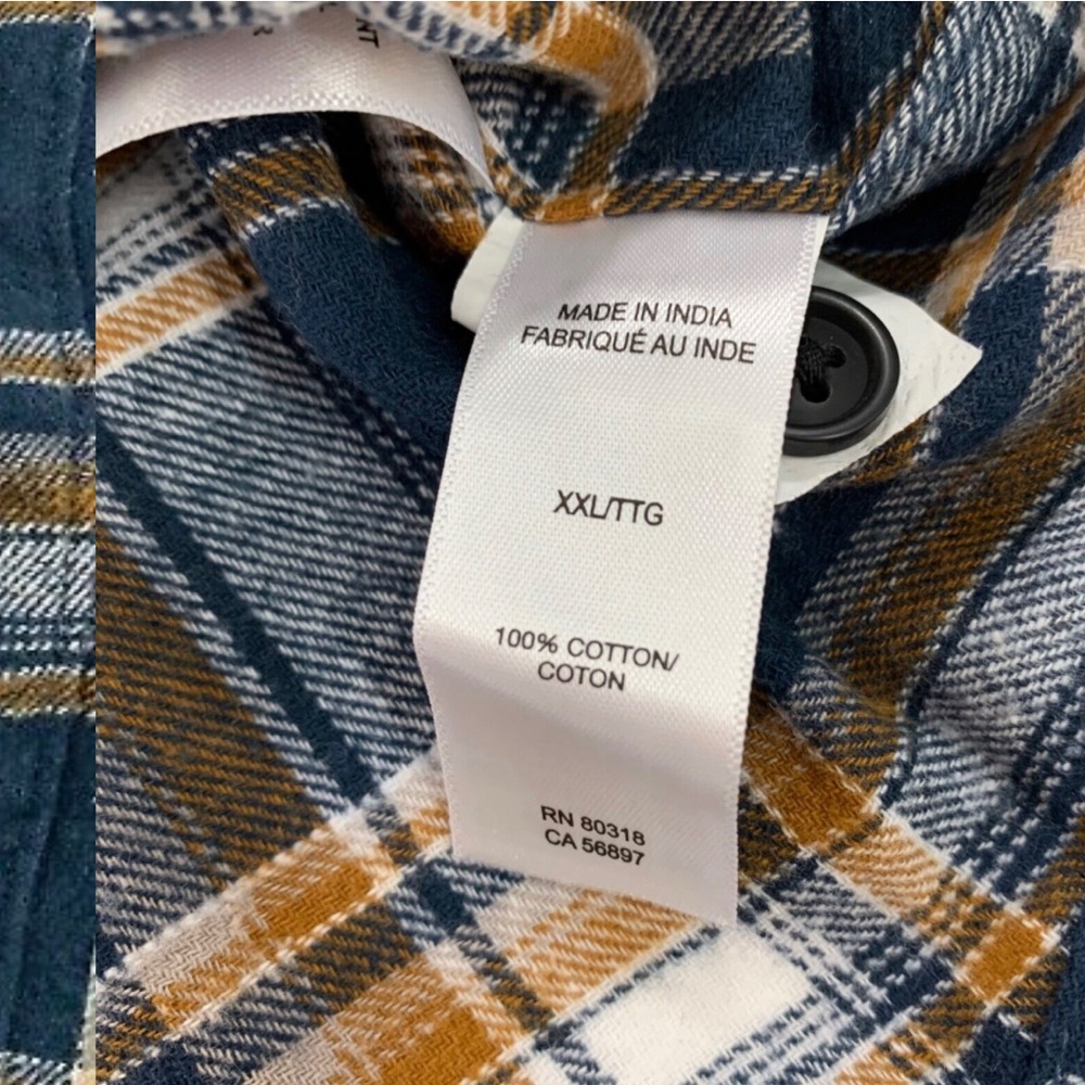 Lucky Brand Men's Shirt XXL Classic Fit Long Sleeve Flannel Shirt Navy Blue - Picture 5 of 5